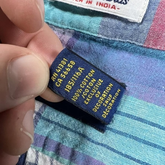 Ralph Lauren Shirt Mens Big 3X Blue Indian Madras Plaid Short Sleeve Cotton - Picture 9 of 15